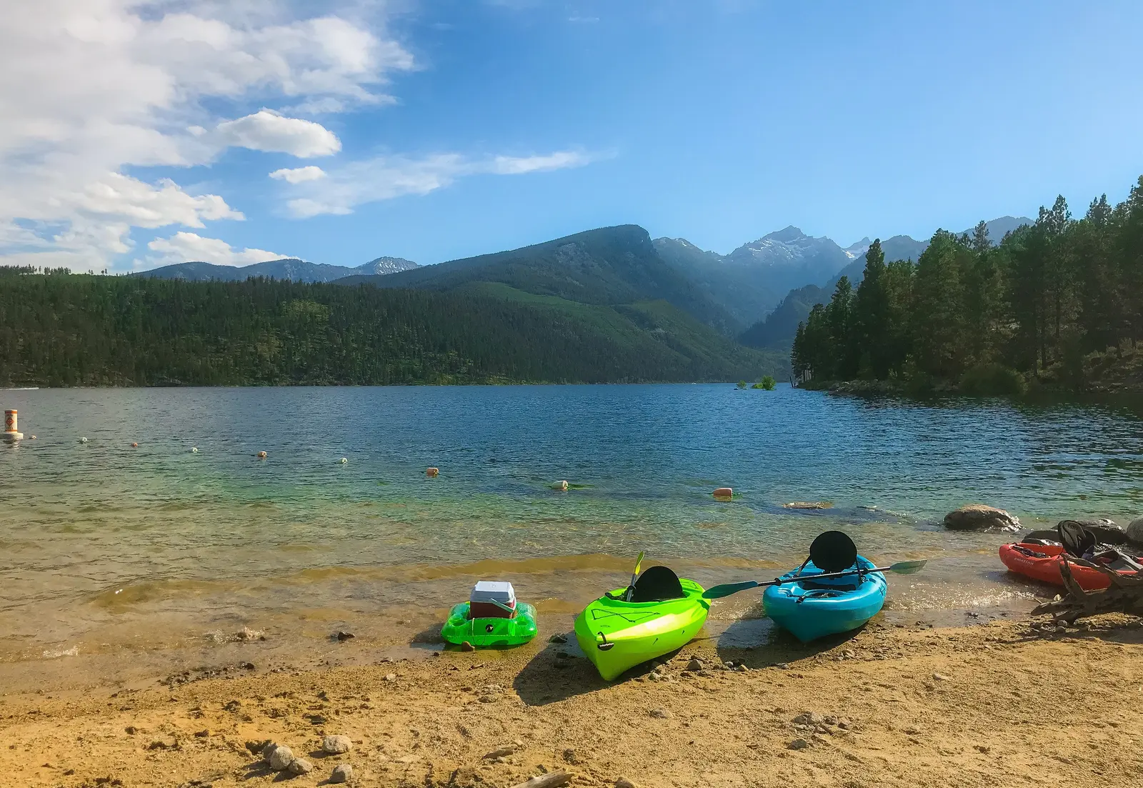 kayaks on beach at Lake Como
