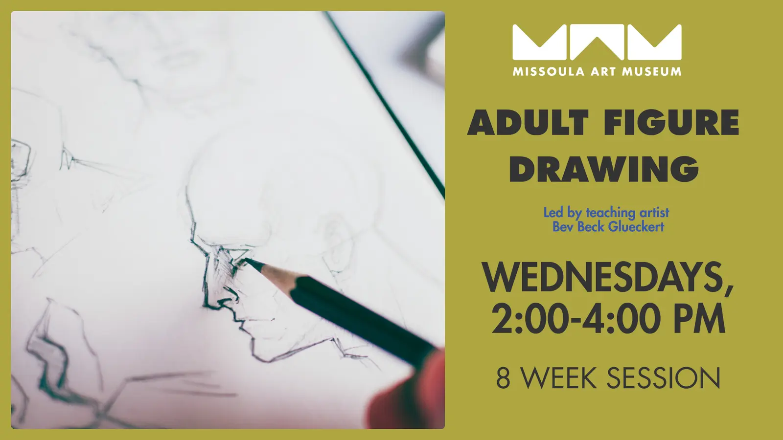 A flyer for an adult figure drawing class at the Missoula Art Museum.