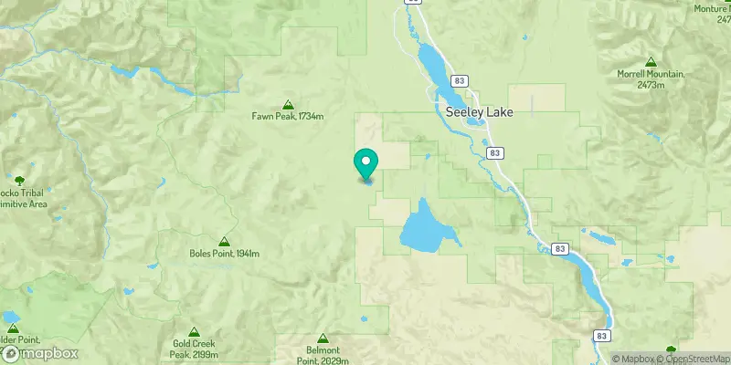 Map showing campground location near Seeley Lake, Montana