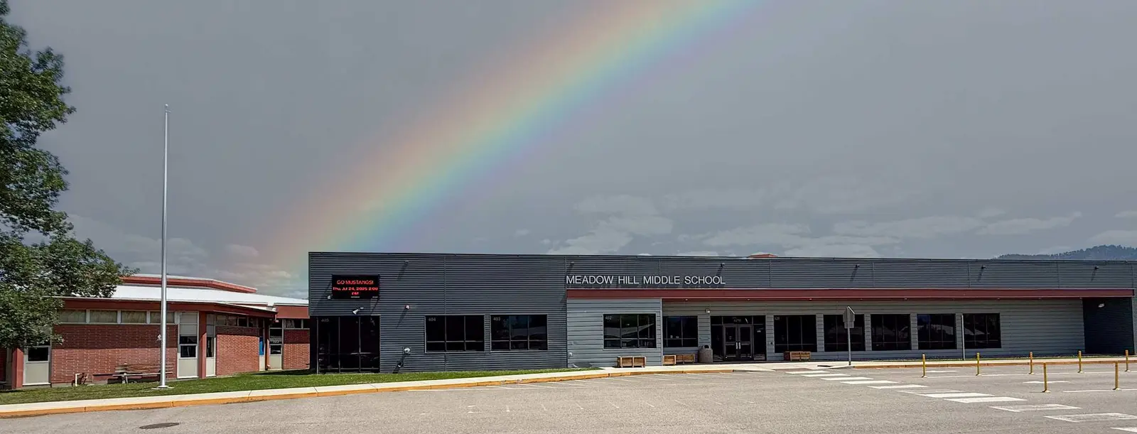 Meadow Hill Middle School with rainbow