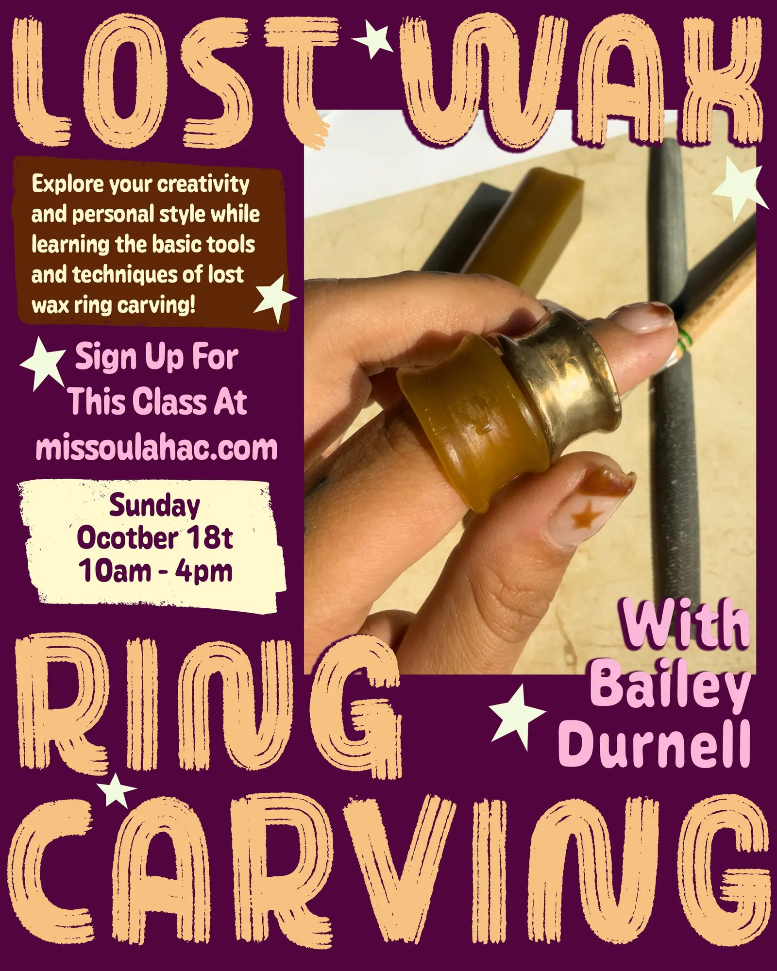 Lost Wax Ring Carving: the basics for creating an organic, wax style ring - October 18