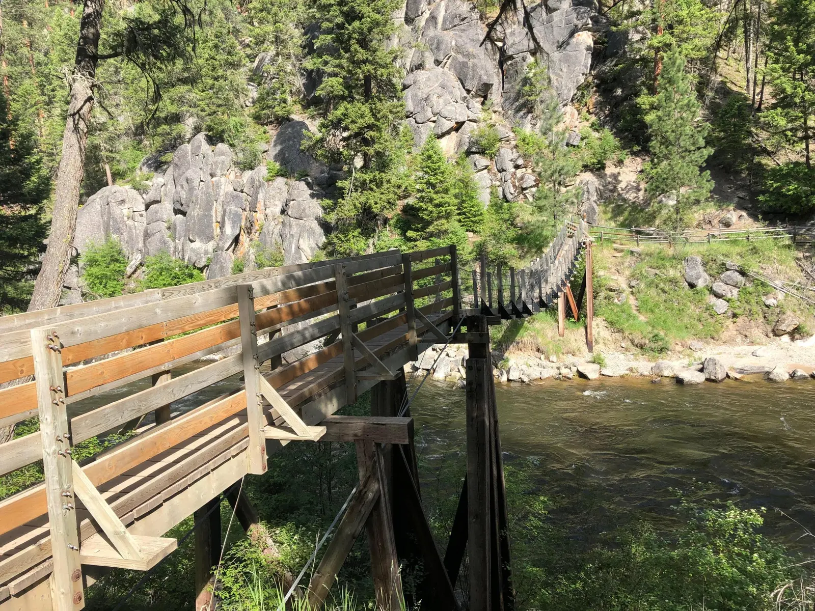 Photo of the Welcome Creek foot bridge in the Rock Creek area, Montana.