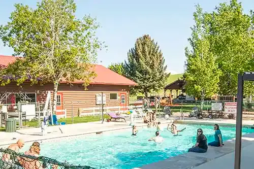 A view of the outdoor pool