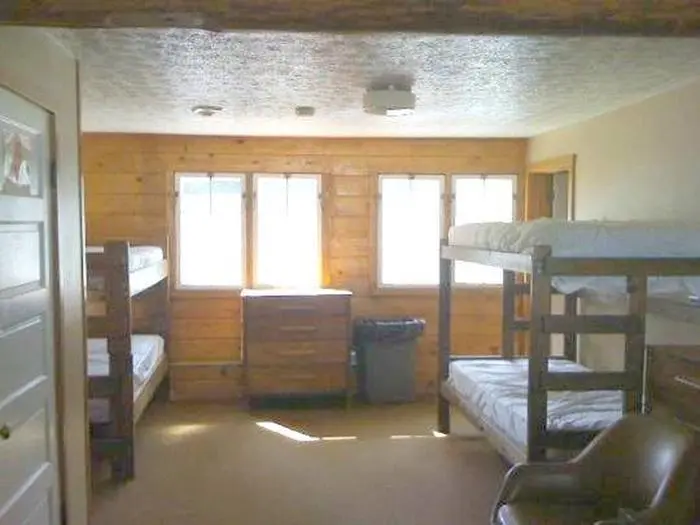 Image of the interior of the bunkhouse at Savenac historic area.