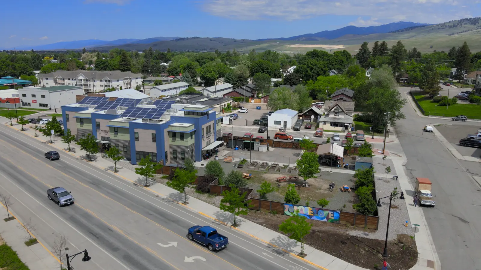 Aerial view of the Poverello Center