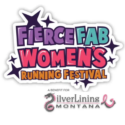 A colorful graphic promoting a running festival as a benefit for a local organization.