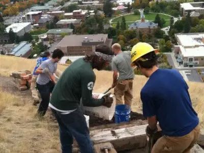 trail workers fixing the M trail