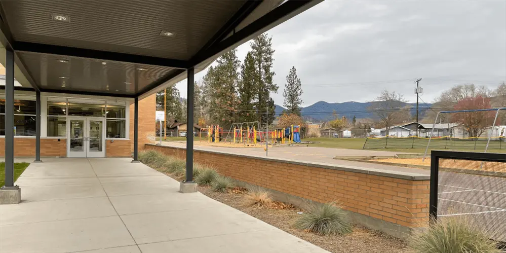 Rattlesnake main entrance with view of playground and background