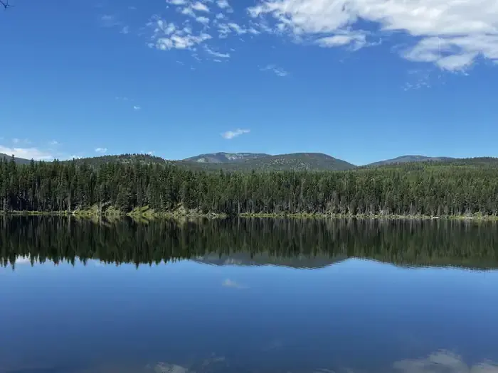 A photo of the view from Lakeside Campground, looking West over Lake Alva.