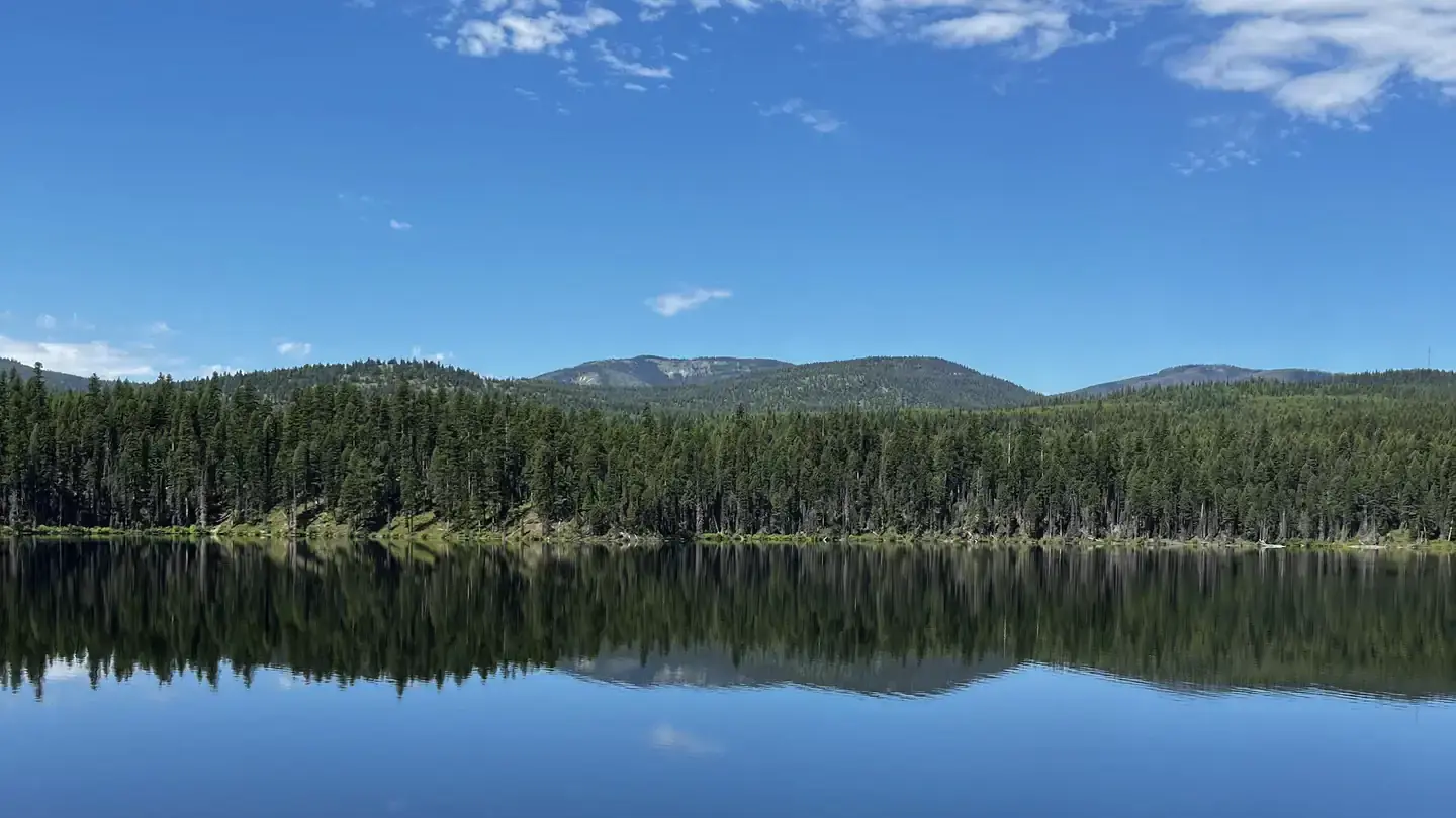 A photo of the view from Lakeside Campground, looking West over Lake Alva.