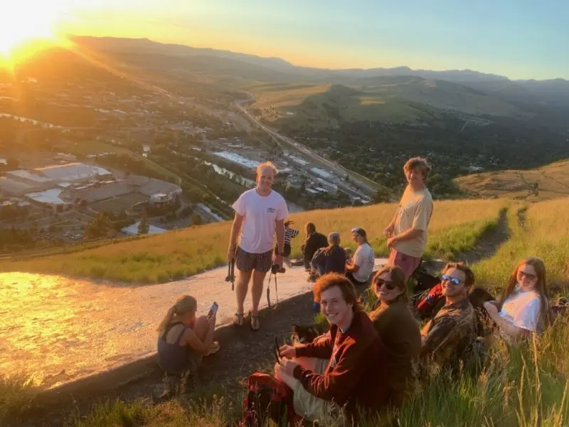 Schwanke participants at the "M" on Mount Sentinel for sunset