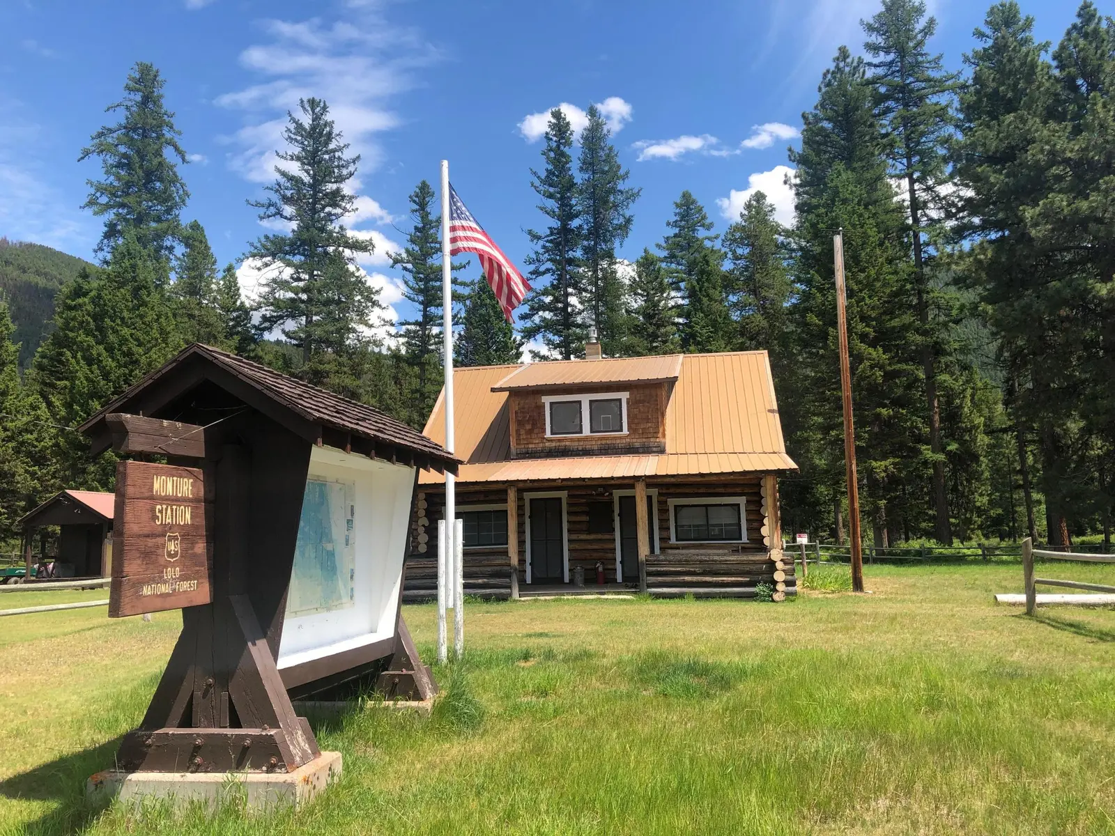 Photo of the Monture Station in the summertime.