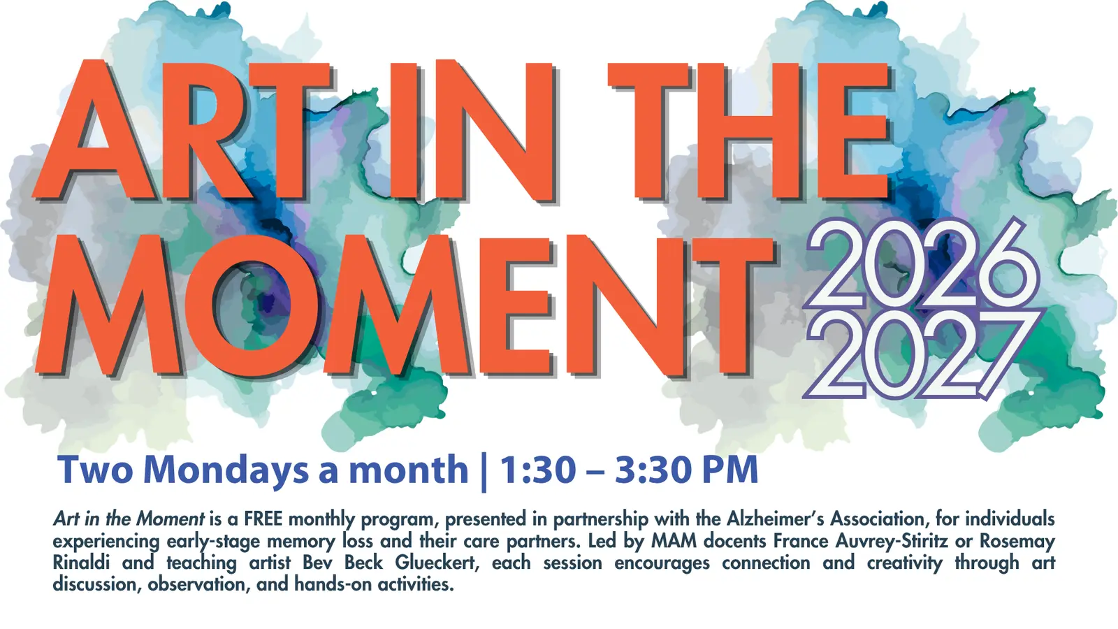 A flyer promoting an art program for individuals with early-stage memory loss.