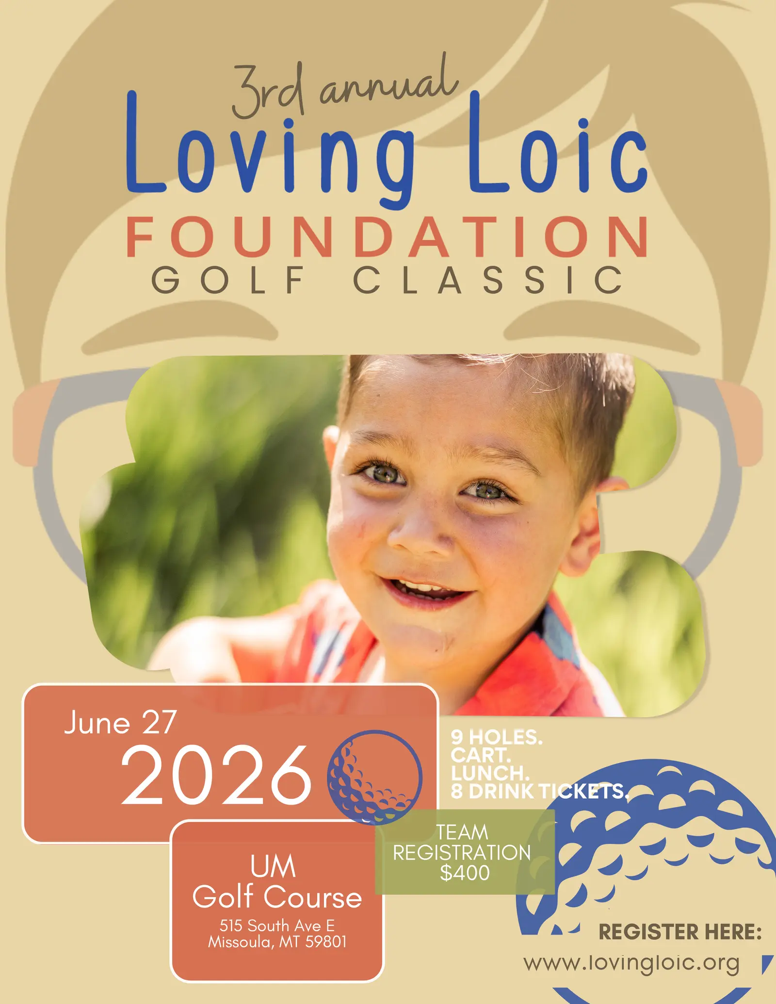 A flyer promoting a golf tournament fundraiser.