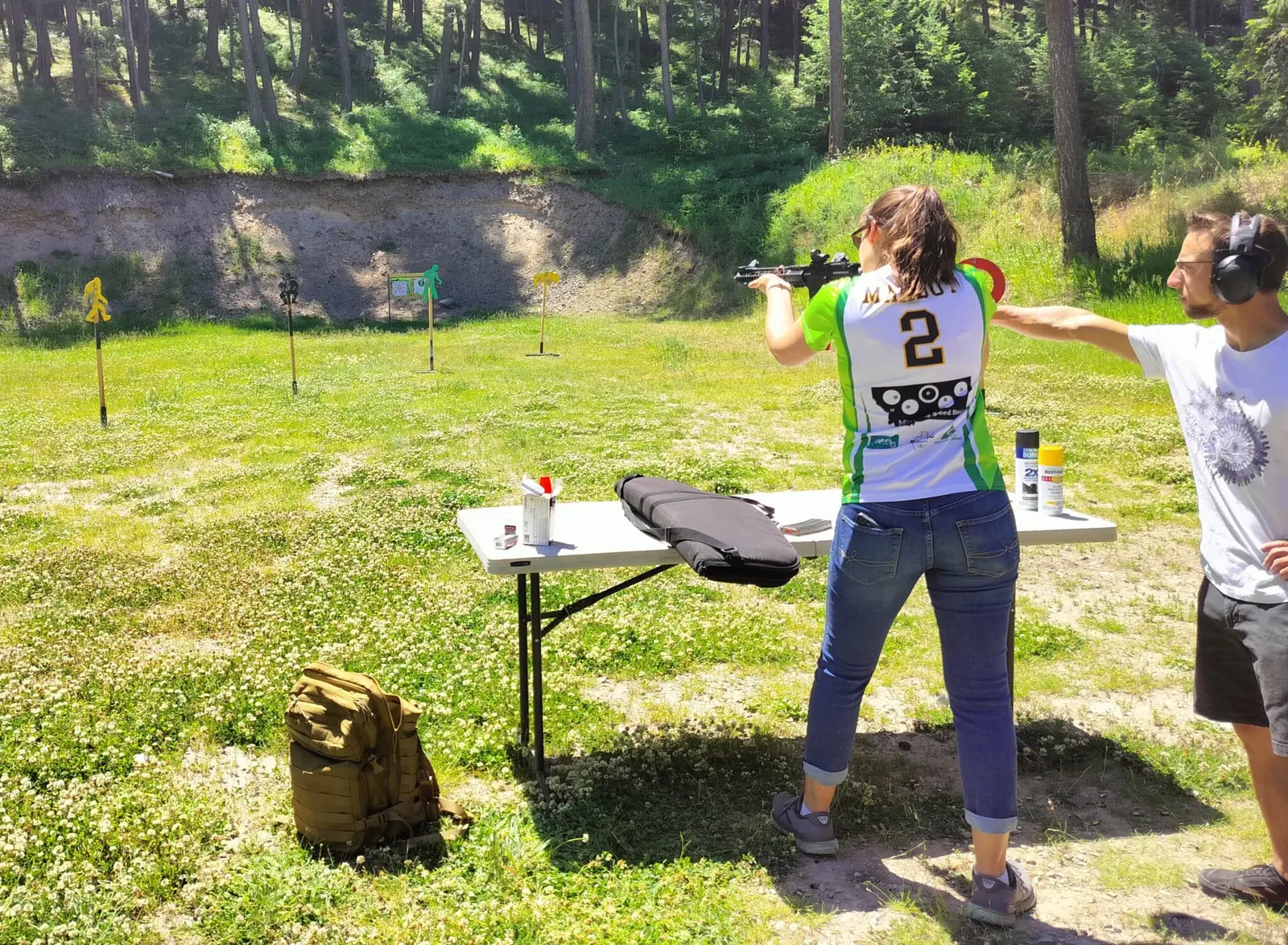 A shooter engaging a 5-target course of fire at Missoula Speed Steel.