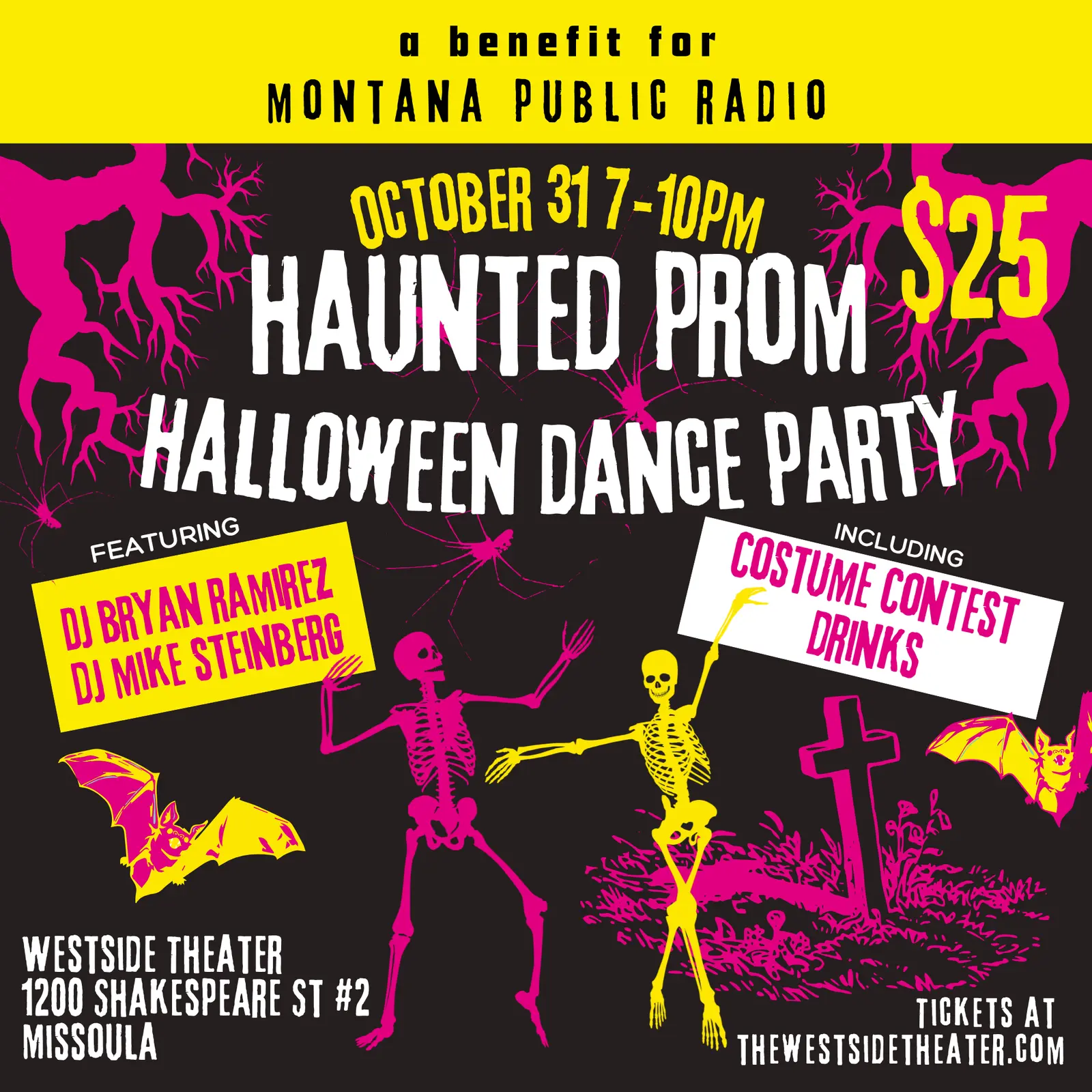 A flyer promoting a Halloween dance party event called Haunted Prom.