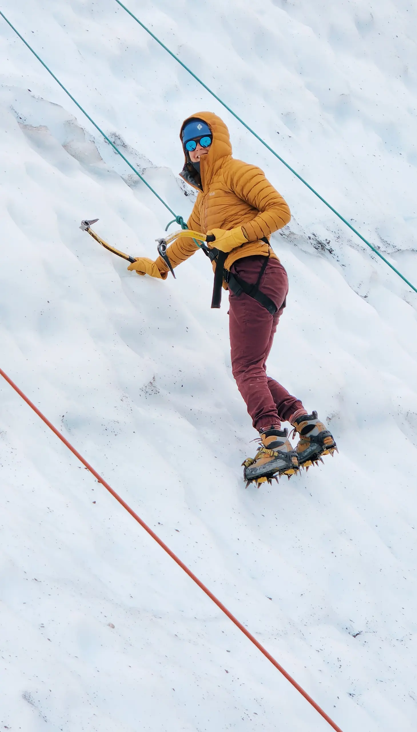 Person ice climbing.