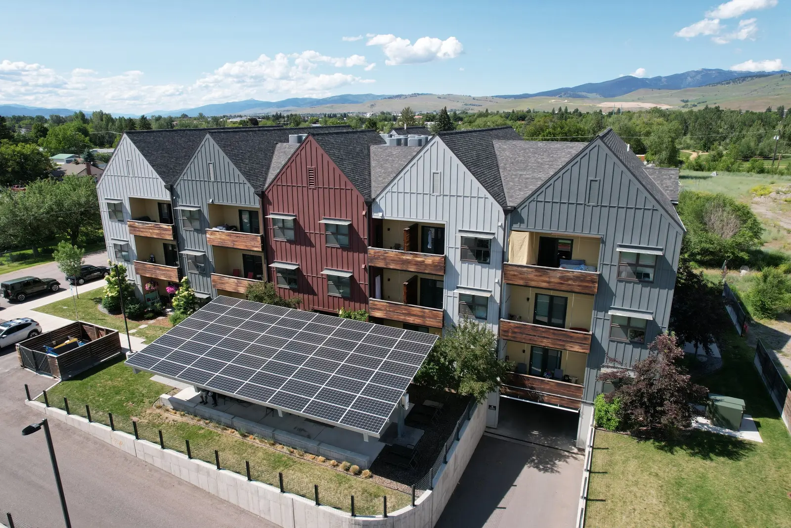 Aerial view of apartments