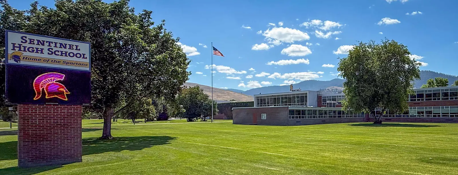 Sentinel High School and front lawn