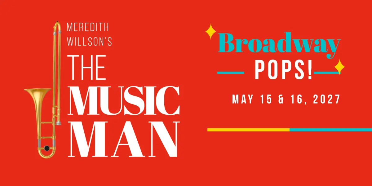 A flyer promotes a performance of The Music Man.