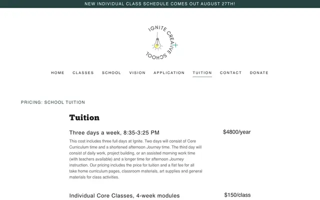Screenshot of ignitecreativeschool.com