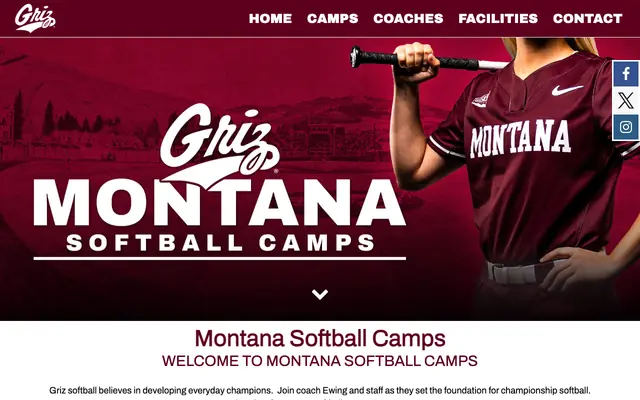 Screenshot of umsoftballcamps.com