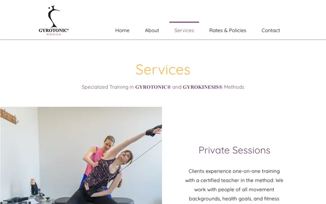 Screenshot of gyrotonicmissoula.com