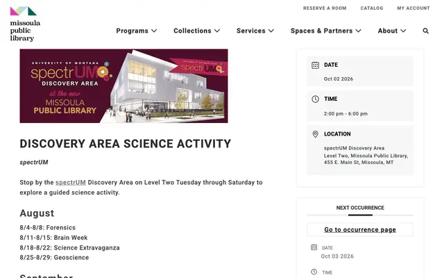 Screenshot of missoulapubliclibrary.org