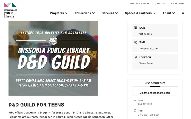 Screenshot of missoulapubliclibrary.org