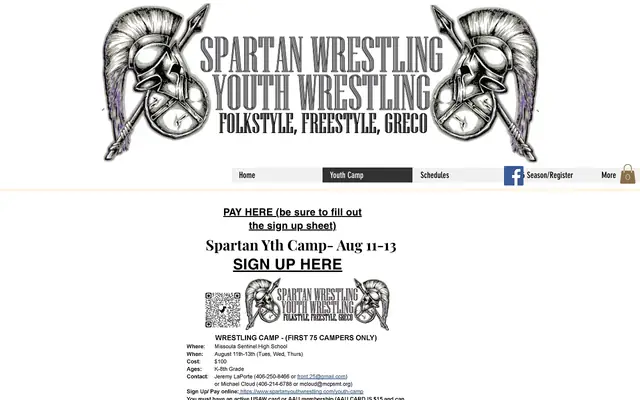 Screenshot of spartanyouthwrestling.com