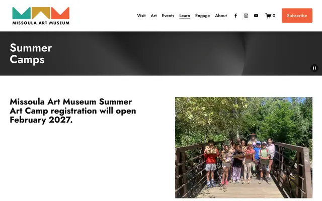 Screenshot of missoulaartmuseum.org