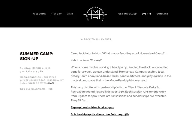 Screenshot of moonrandolphhomestead.org