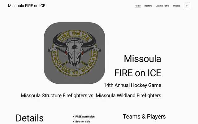 Screenshot of missoulafireonice.com