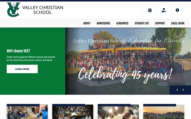 Screenshot of valleychristian.org