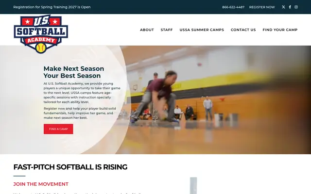 Screenshot of ussoftballacademy.com