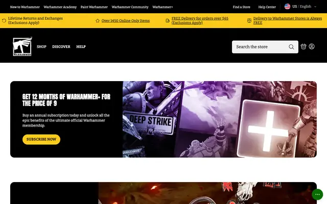 Screenshot of warhammer.com