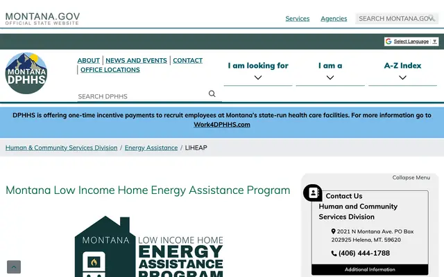 Screenshot of dphhs.mt.gov