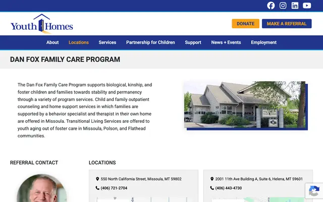 Screenshot of youthhomesmt.org
