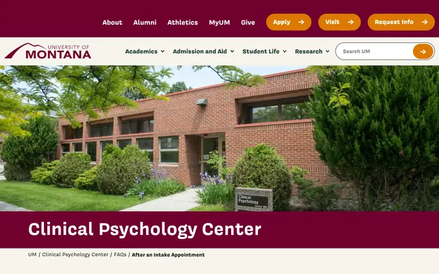 Screenshot of umt.edu