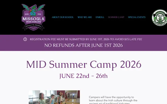 Screenshot of missoulairishdancers.com