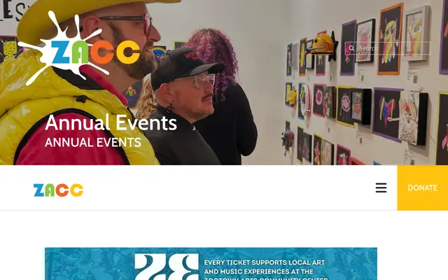 Screenshot of zootownarts.org