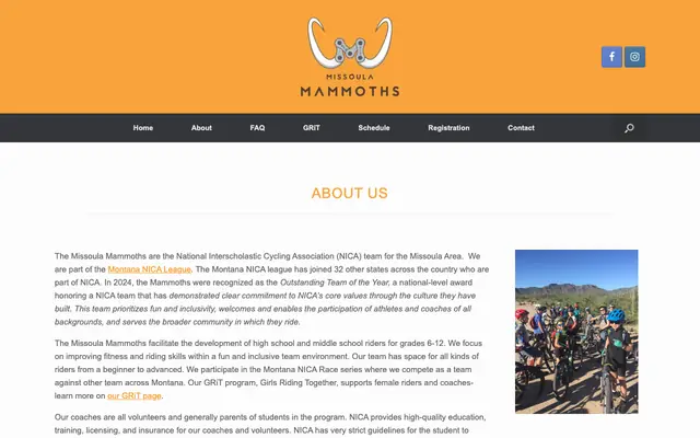 Screenshot of missoulamammoths.com