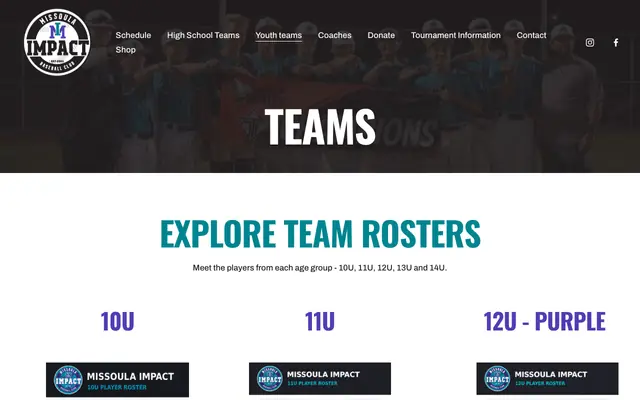 Screenshot of missoulaimpactbaseball.com