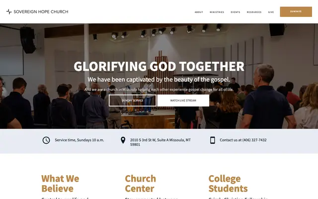 Screenshot of sovereignhope.church
