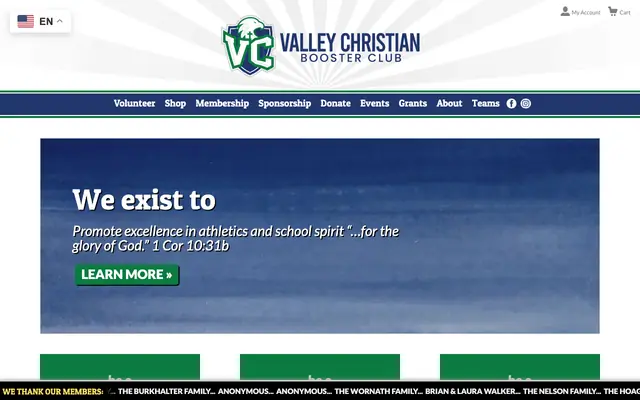 Screenshot of valleychristianboosterclub.com