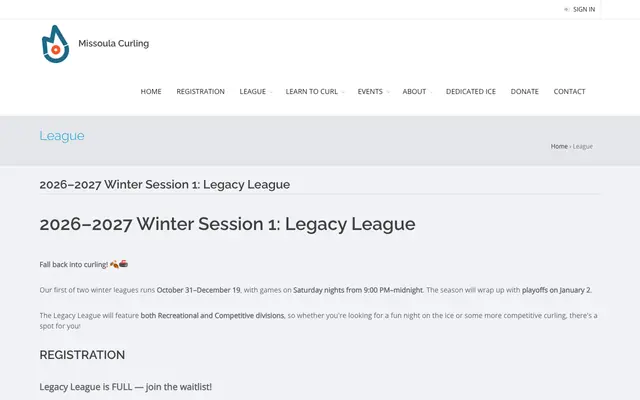 Screenshot of missoulacurlingclub.com