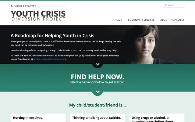 Screenshot of missoulayouthcrisis.org