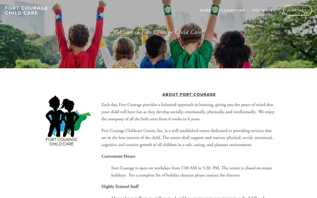 Screenshot of fortcouragechildcare.org