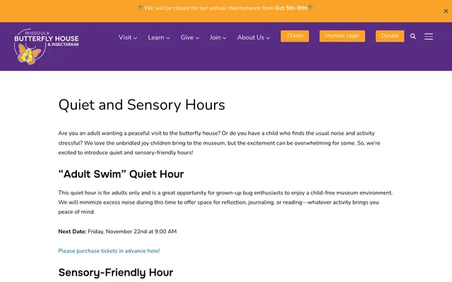 Screenshot of missoulabutterflyhouse.org