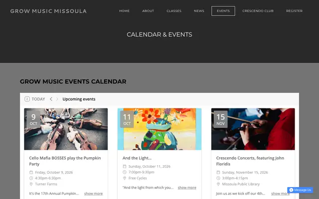 Screenshot of growmusicmissoula.com